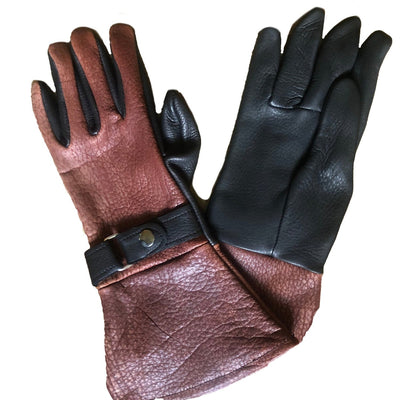 Bison Leather and Deerskin Gauntlet Gloves