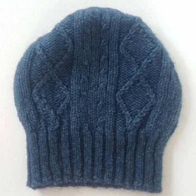 Diamond cabled knitted hat - Bison & Muga Silk Bison Gear The Buffalo Wool Co. Blue 