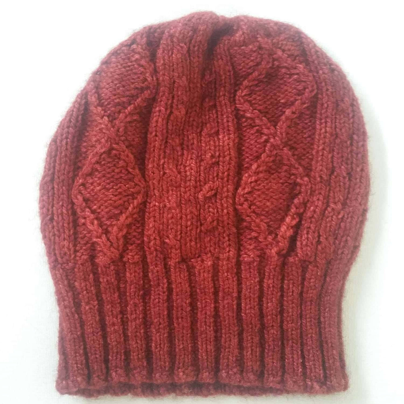 Diamond cabled knitted hat - Bison & Muga Silk Bison Gear The Buffalo Wool Co. Red 