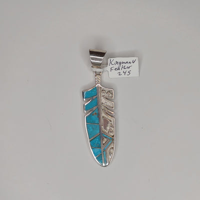 Turquoise Feather Pendants Set / His & Hers