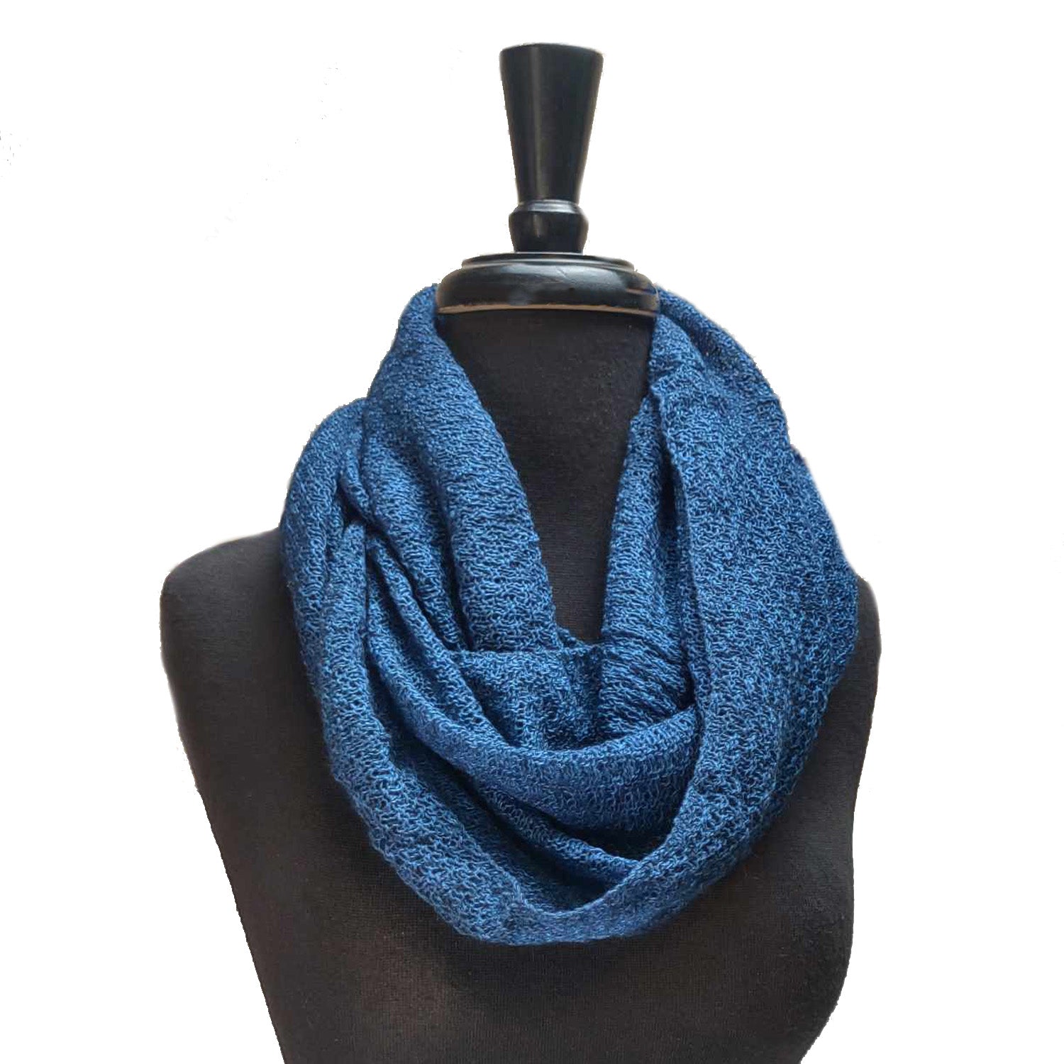 Ultra soft merino wool infinity scarf in northern lights colors, handmade in deep blue and purple premium wool, retail unique holiday gift for her