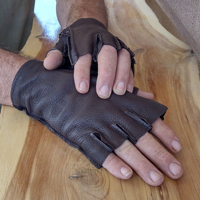 Fingerless gloves - Deer leather