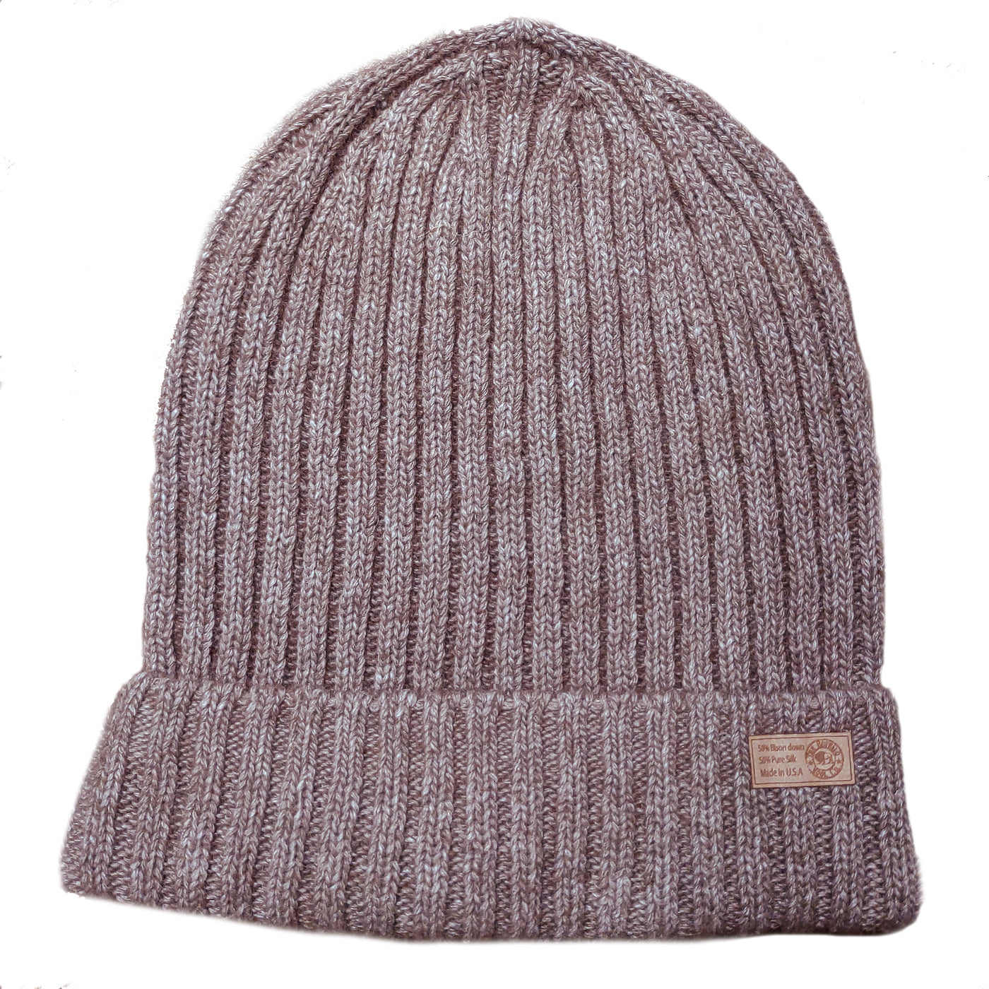 Bison & Silk Ribbed Beanie