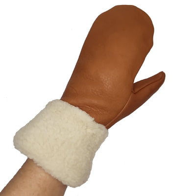 Bison Leather Mitten with fleece liner