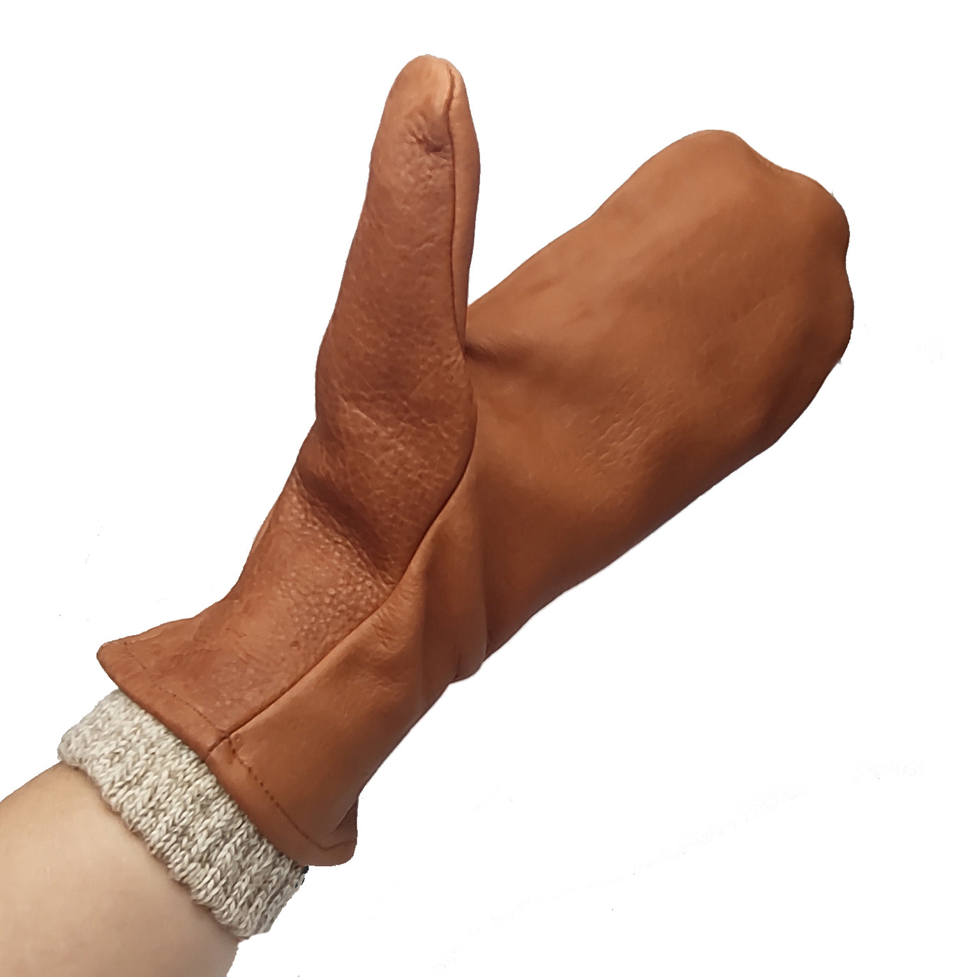 Bison Leather Mitten with wool insert