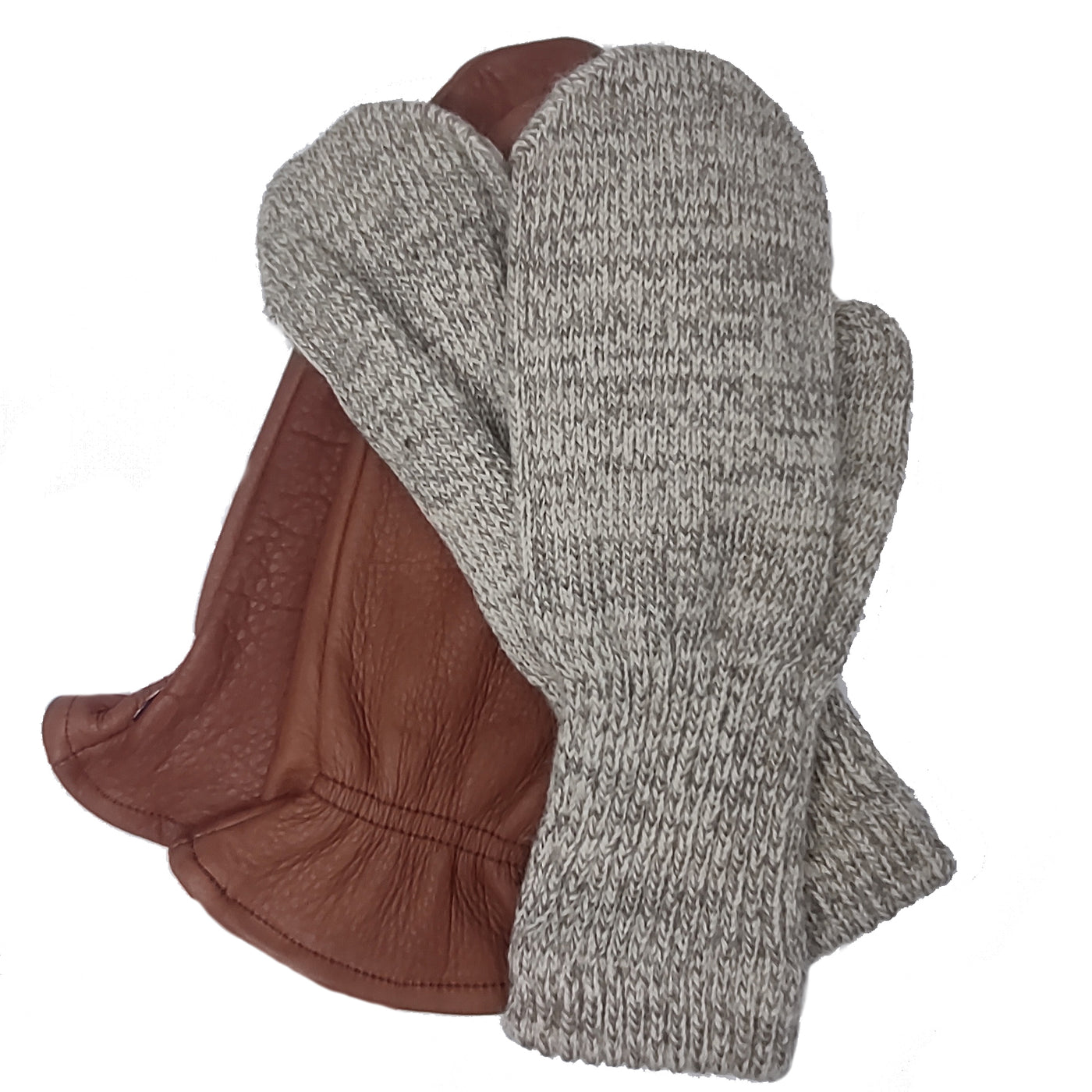 Bison Leather Mitten with wool insert