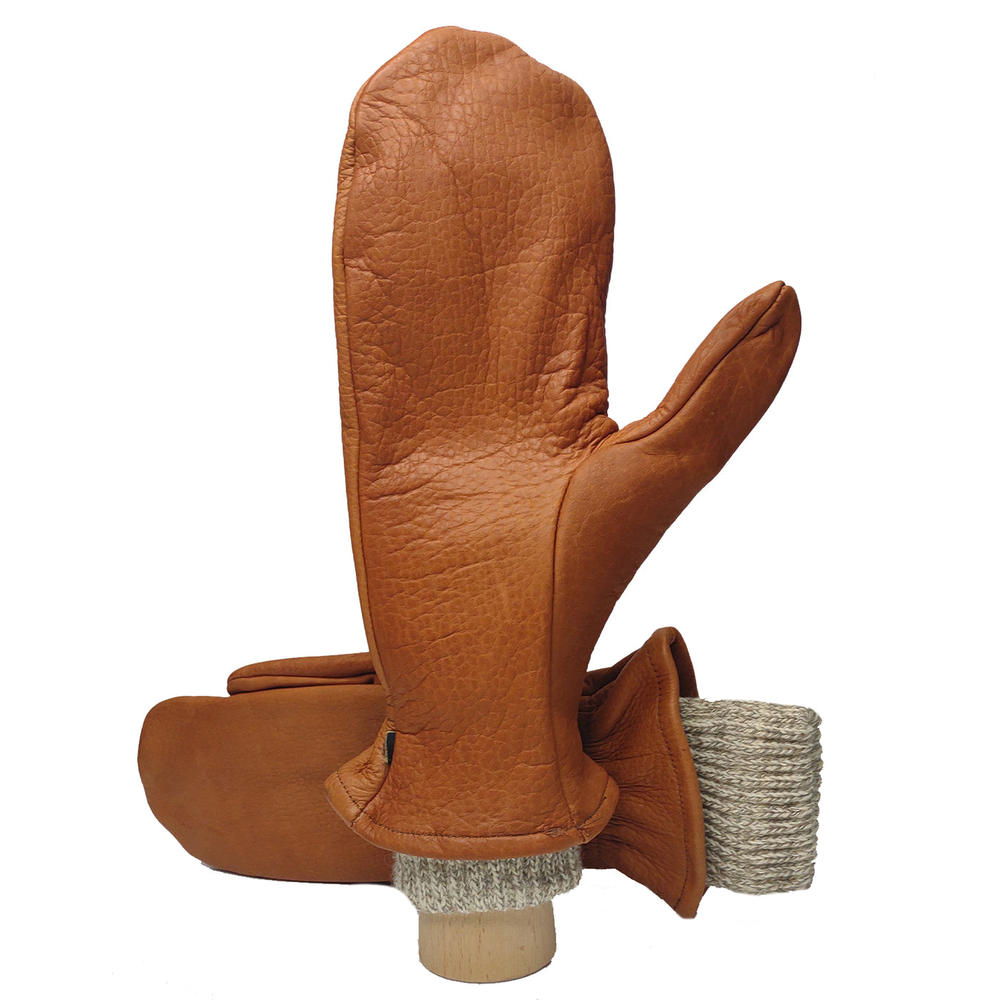 Bison Leather Mitten with wool insert