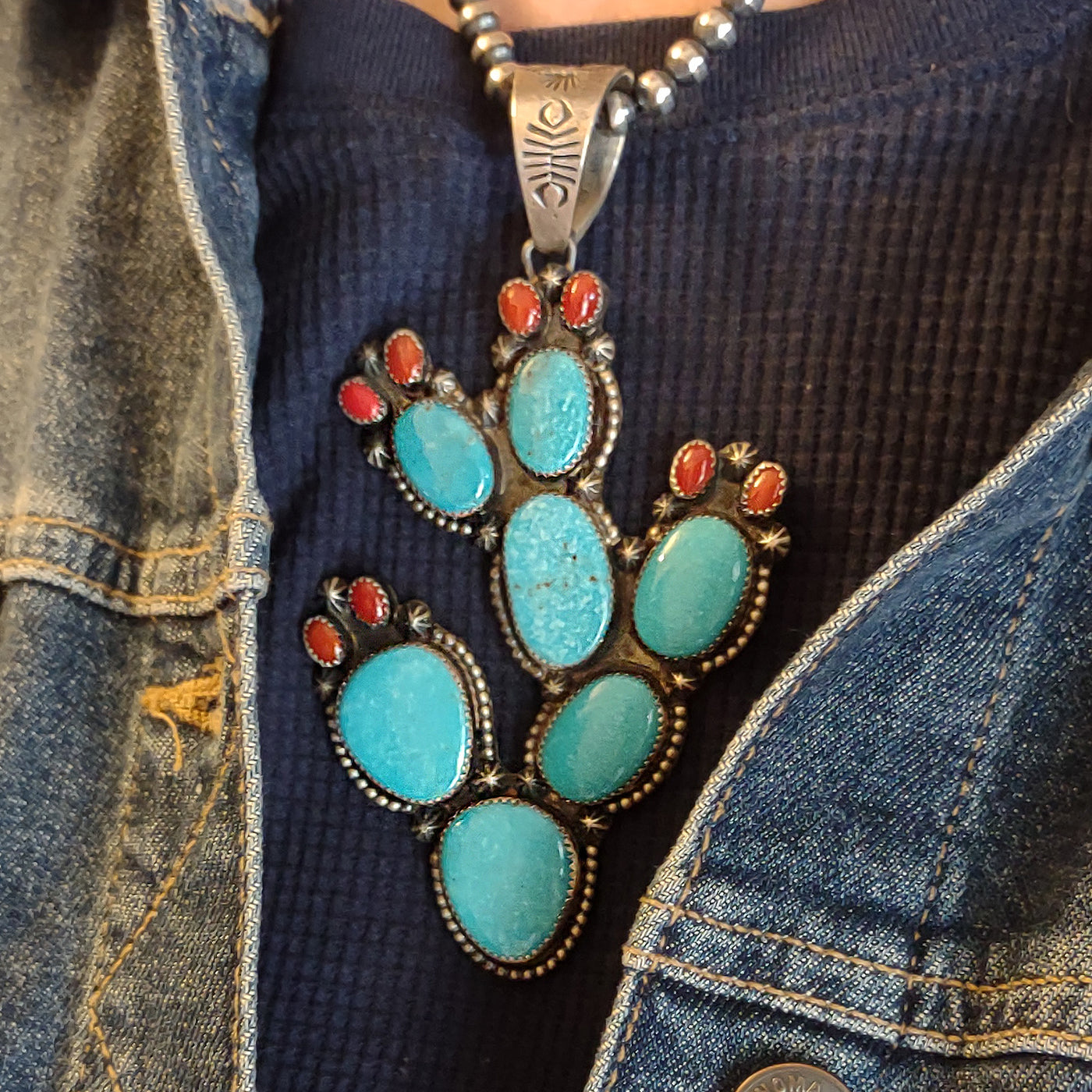 Cactus Pendant by Richard Yazzie, Navajo