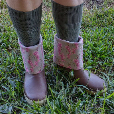 Kenai Sock; model wearing XtraTuf boots folded with a 9.5" tall cuff