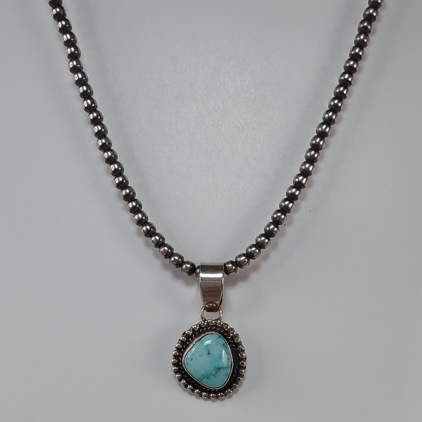 Turquoise Pendant and 18" 4 mm Chain