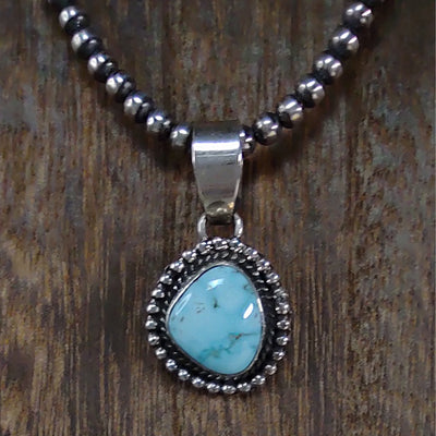 Turquoise Pendant and 18" 4 mm Chain