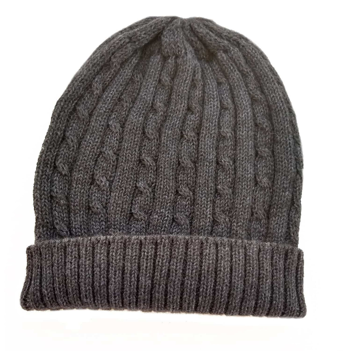 Cabled Bison/Silk Knitted Hat Bison Gear The Buffalo Wool Co. Charcoal 