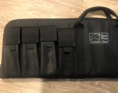 Soft carry Tactical Rifle storage case, with bison leather clip pouches