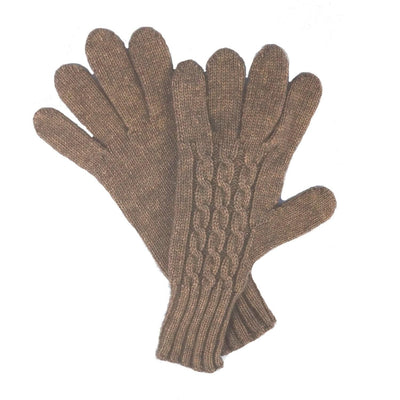 Ladies Cabled Gloves - Bison/Silk blend Bison Gear The Buffalo Wool Co. Natural 