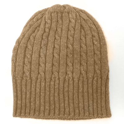 Cabled Bison/Silk Knitted Hat Bison Gear The Buffalo Wool Co. Natural 