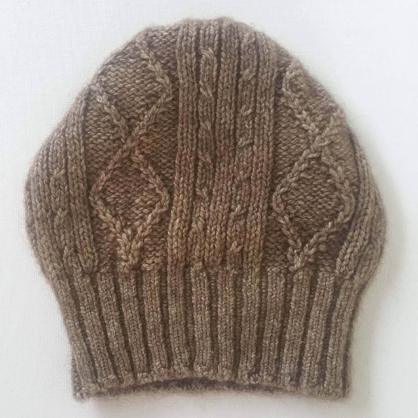 Diamond cabled knitted hat - Bison & Muga Silk Bison Gear The Buffalo Wool Co. Natural 