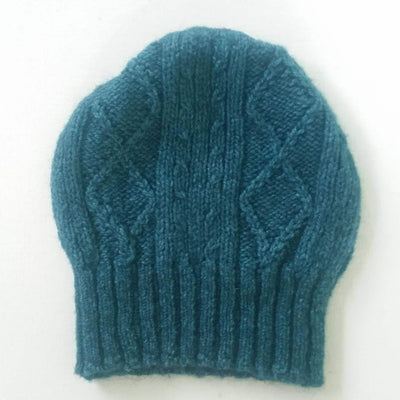 Diamond cabled knitted hat - Bison & Muga Silk Bison Gear The Buffalo Wool Co. Teal 