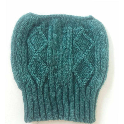Diamond cabled knitted messy bun hat - Bison & Silk Bison Gear The Buffalo Wool Co. Teal 