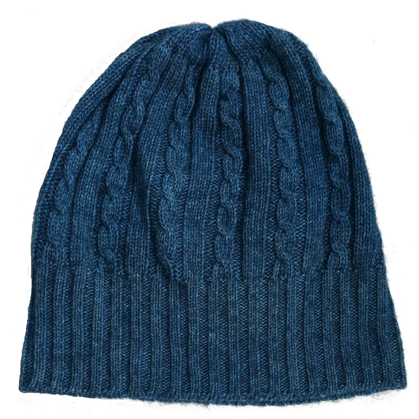 Cabled Bison/Silk Knitted Hat Bison Gear The Buffalo Wool Co. Blue 